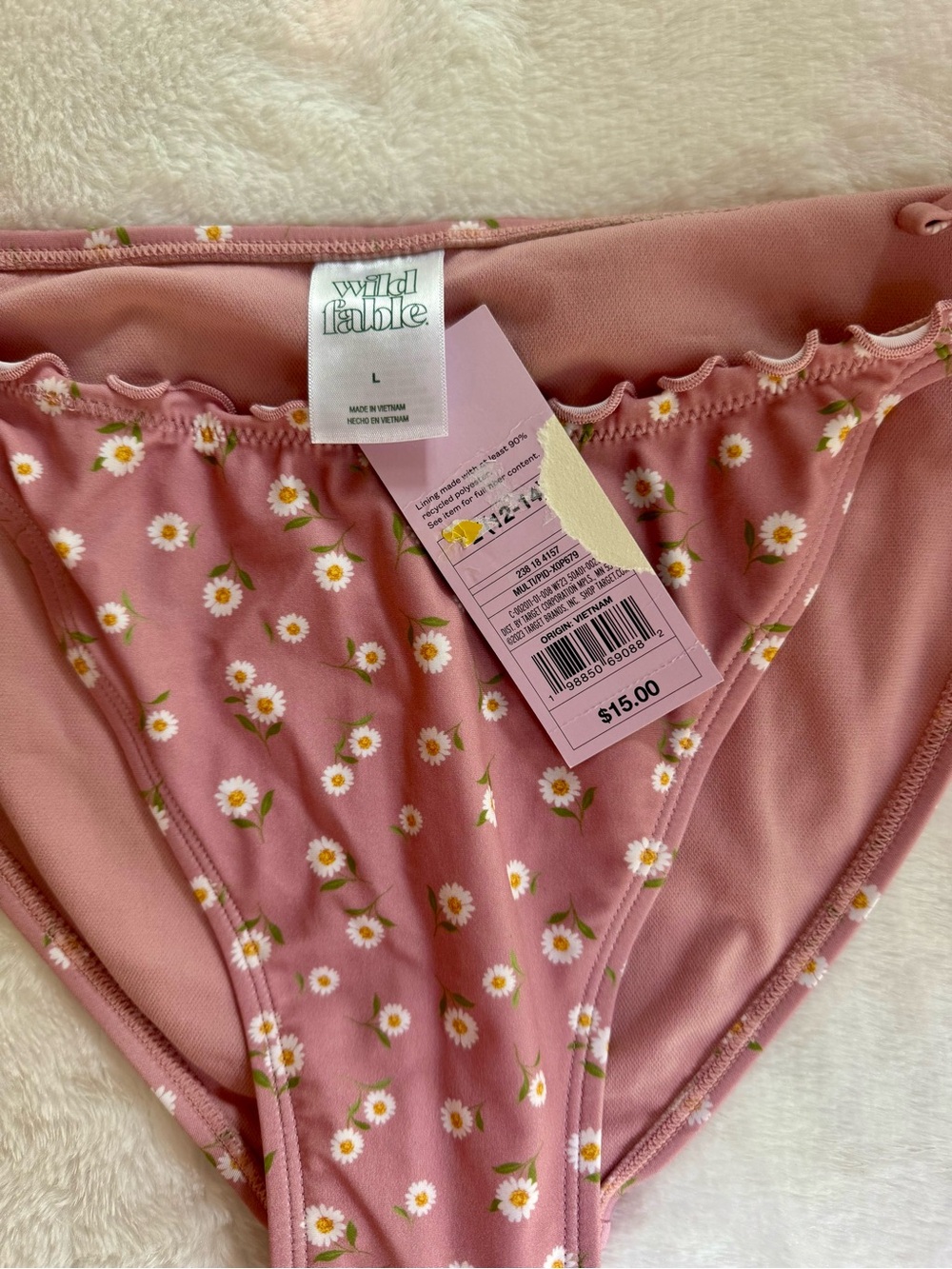 NWT Rose Pink Daisy Print Bikini Bottoms